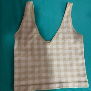 plaid cream crop top